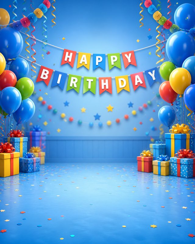 Birthday Bash Blue background scene