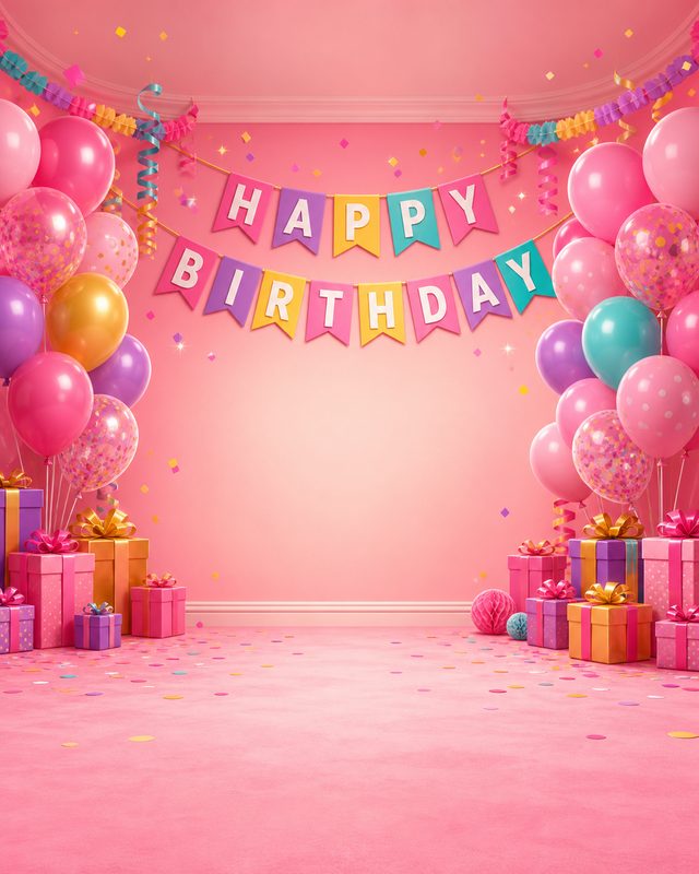 Birthday Bash Pink background scene